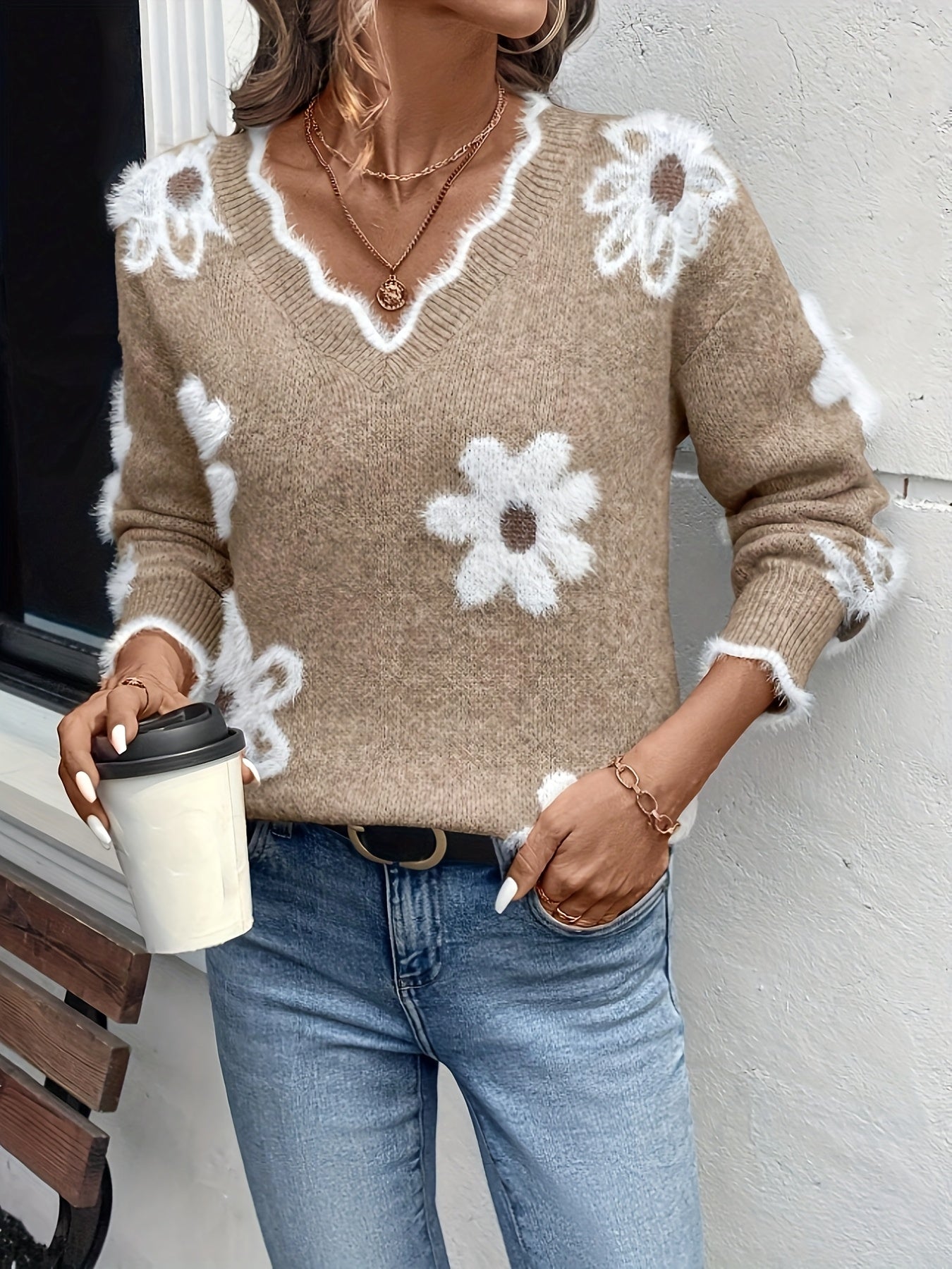 Veloura Bloom™ Floral Knit Pullover Sweater