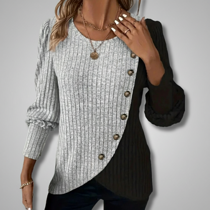 Evela™ | Soft & Chic Long-Sleeve Button-Up Knit Sweater